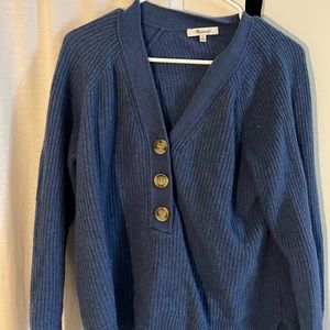 Madewell Blue V-Neck Sweater